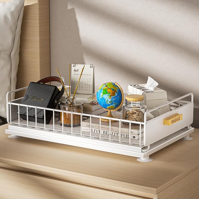 Under Sink Organizer, 2 Packs Under Sink Organizers and Storage, Slide Out Pull Out Cabinet Organizer Shelf with Metal Drawers for Kitchen Bathroom Pantry, White - Image 6