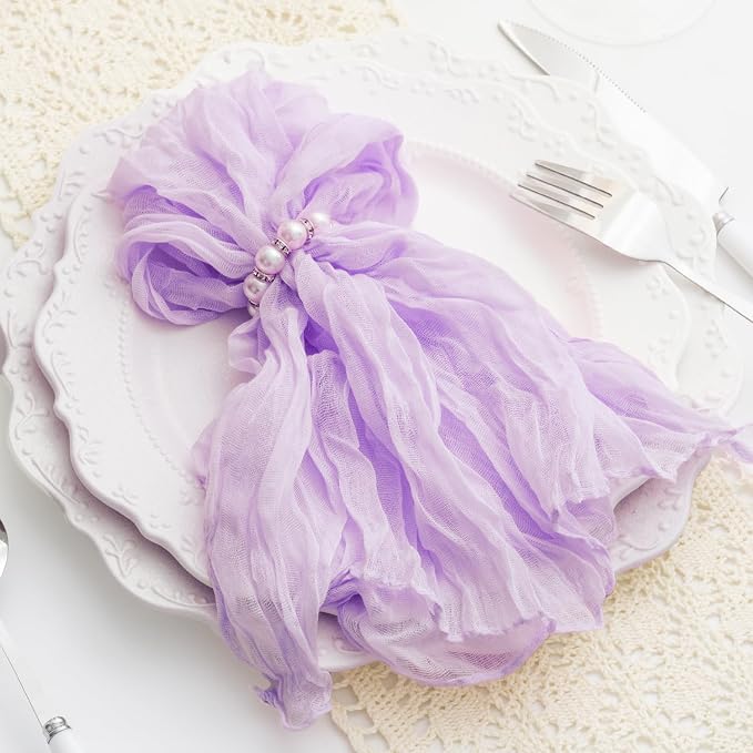 60 Pack Lilac Cloth Napkins 21x21 Inches Lilac Cheesecloth Napkins Set of 60 Washable Dinner Table Napkins for Wedding Bridal Baby Shower Rustic Boho Cotton Gauze Family Gathering Table Decor - Image 6