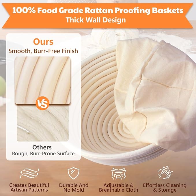 Sourdough Starter Kit with Scale, Banneton Bread Proofing Baskets Set | Complete Sourdough Bread Baking Supplies with Starter Jar, Full Sourdough Bread Making Tool, Gift Set for Bakers Beginner - Image 3