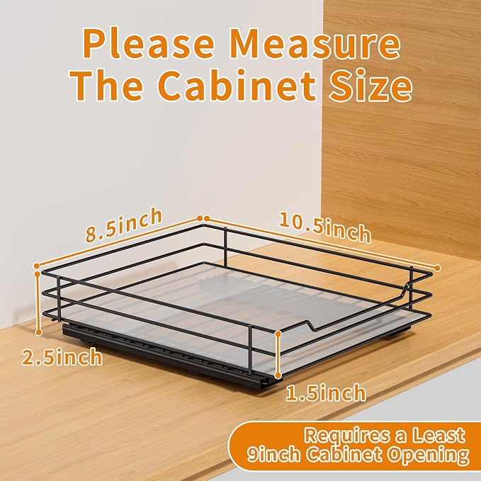 RCHYFEED Pull Out Spice Organization for Cabinet,8.5" Wx10.5 Dx2.5 H,1 Tier | Heavy Duty Slide Out for Inside Cabinet & Pantry, Kitchen Cabinet Seasoning Organizer,Vertical Spice Racks Storage Spices - Image 5