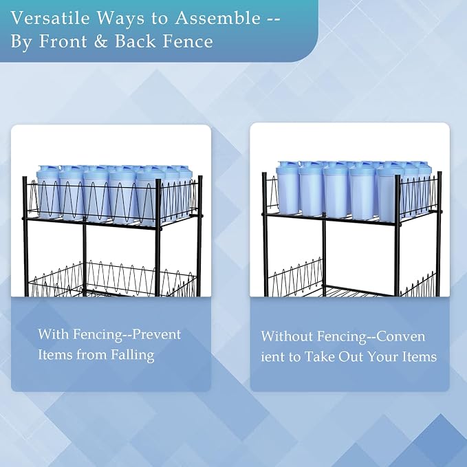 ETELI Water Bottle Organizer 4 Tier FreeStanding Water Bottle Holder Storage Rack Floor Metal Drink Soda Can Organizer for Pantry Kitchen Food Storage, Black - Image 5