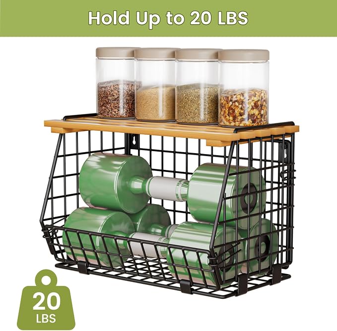 Hanging Fruit Basket for Kitchen, 3 Pack Vegetable Produce Basket | Wall Mounted & Countertop Wire Storage Basket for Potato Onion Fruits Vegetables, Pantry Organizers Storage - Image 7