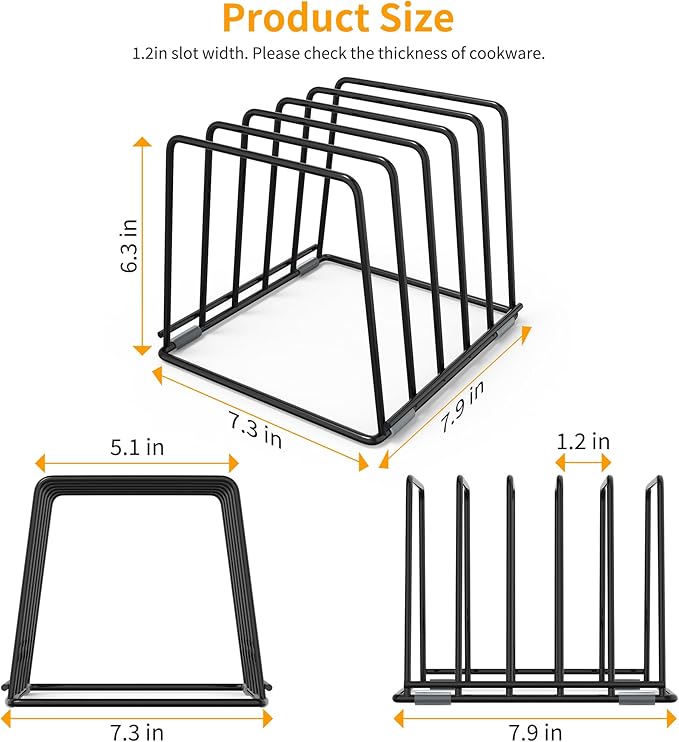 Cutting Board Organizer Kitchen Organizer Rack for Cutting Board, Bakeware, and Cookie Sheet, 5-Slot Heavy-Duty Steel Cookware Holder,Rust-Resistant with Anti-Slip Feet (2, Large) - Image 2