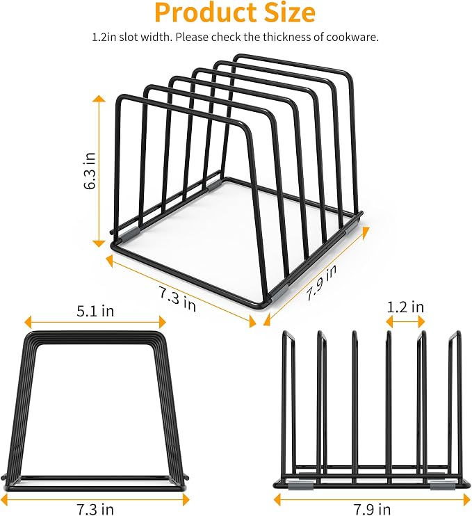 Cutting Board Organizer Kitchen Organizer Rack for Cutting Board, Bakeware, and Cookie Sheet, 5-Slot Heavy-Duty Steel Cookware Holder,Rust-Resistant with Anti-Slip Feet (2, Large) - Image 2