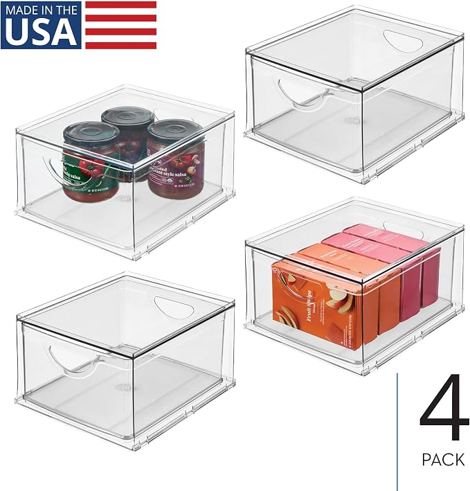 iDesign Stackable Storage Drawer, Set of 4, Clear | For Fridge, Pantry, or Under Sinks, Made in USA - Image 5