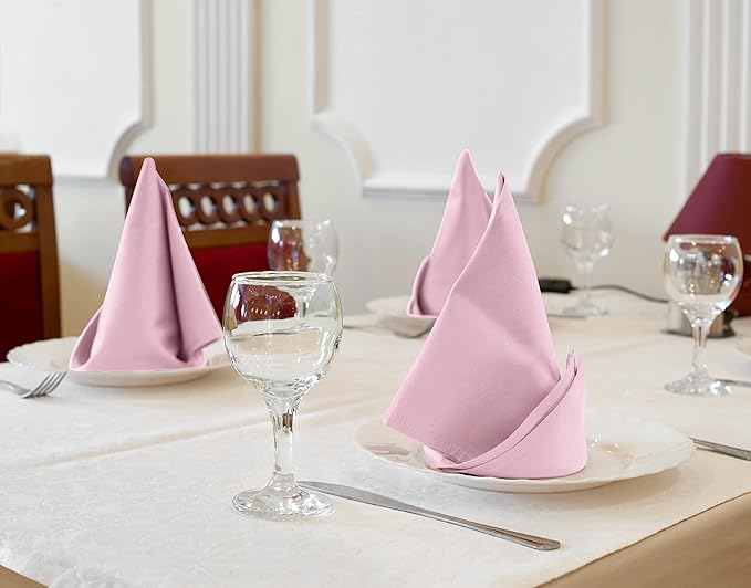 Utopia Kitchen Cotton Blend Pink Cloth Napkins [12 Pack, 18x18 Inch] | Absorbent Washable and Reusable for Dinner, Restaurant, Lunch, Wedding and Hotel - Image 2
