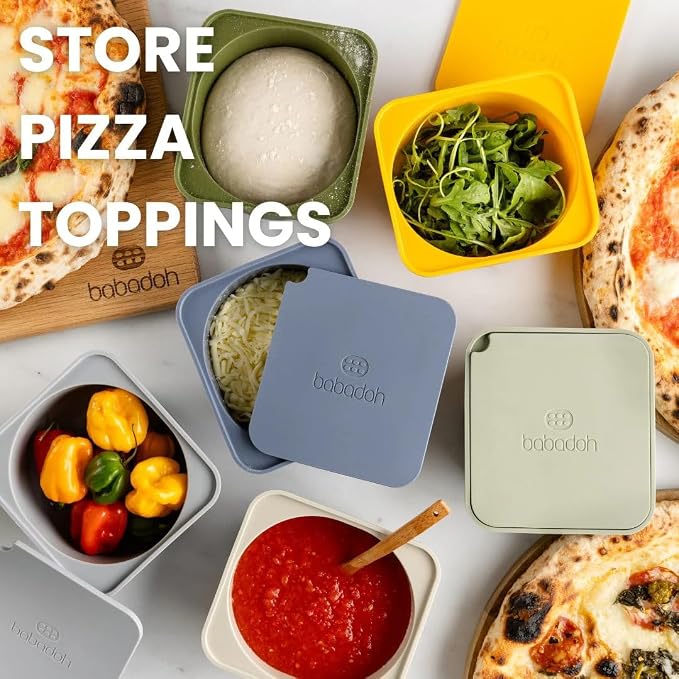 Babadoh Pizza Dough Proofing Silicone Containers with Lids | Pizza Making Accessories | Set of 6 | Dough Color | Original Size (make 12" Pizzas) - Image 8