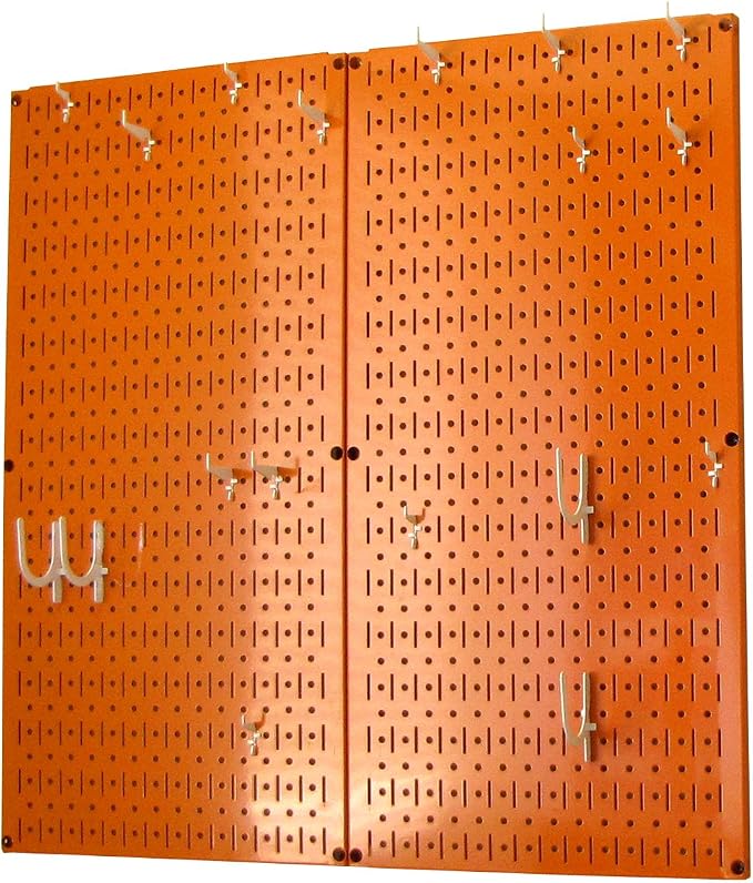 Wall Control Kitchen Pegboard Organizer Pots and Pans Storage Rack Organization Kit with Orange Pegboard and White Accessories - Image 2