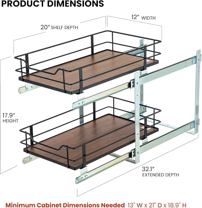Home Zone Living Pull Out Kitchen Cabinet Organizer - Image 3