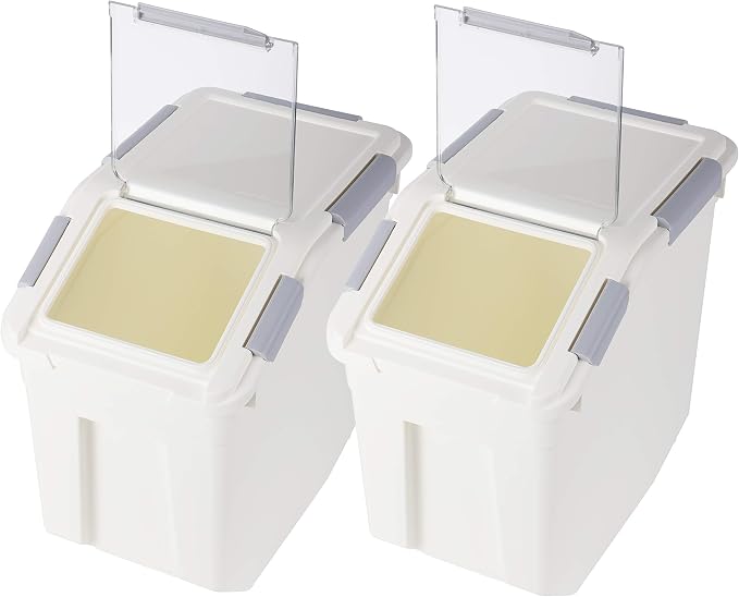 EonTone [2-Pack] 30 lbs Rice Storage Container, 15L Airtight Food Bin with Wheels for Flour, Pet Food by EonTone