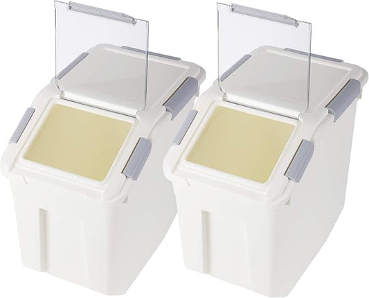 EonTone [2-Pack] 30 lbs Rice Storage Container, 15L Airtight Food Bin with Wheels for Flour, Pet Food by EonTone