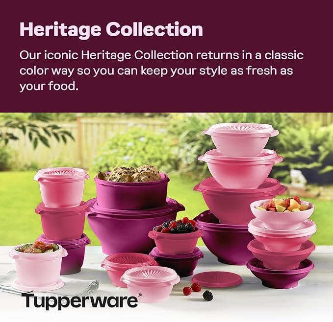 Tupperware Heritage Collection, New 36 Piece Food Storage Container Set in Vintage Pink, Dishwasher Safe and BPA Free (18 containers, 18 lids) - Image 2