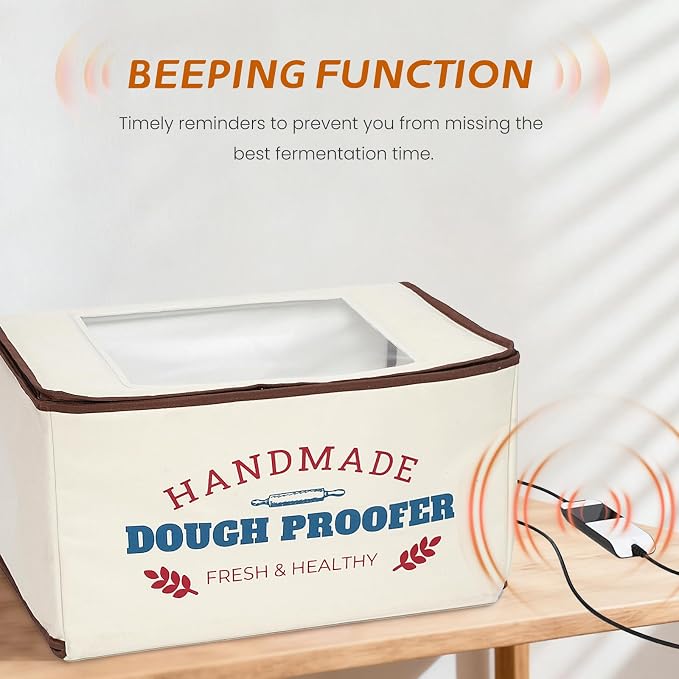 Extra Large Dough Proofing Box50-130°F, 3-Sided Heat 24HTimer | Extra-large foldable proofing box includes 3-sided heat, 50-130°F control, beep alert and storage bag for dough and seedlings - Image 4