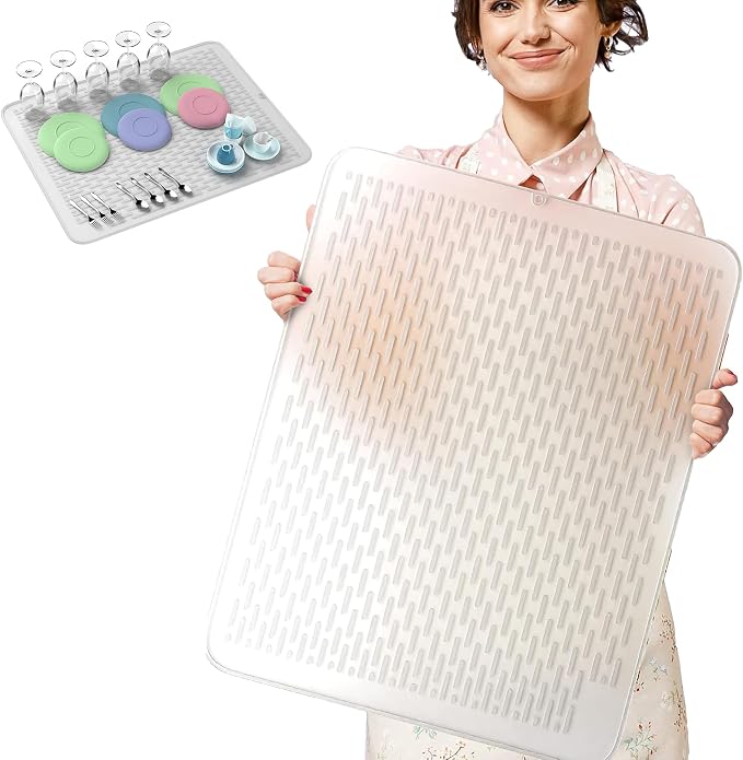 Extra Large (30 inch by 24 inch) heavy duty silicone dish drying mat for kitchen counters by MonsterMat (Translucent, XL - 30"x24") by HIGHERHUMAN