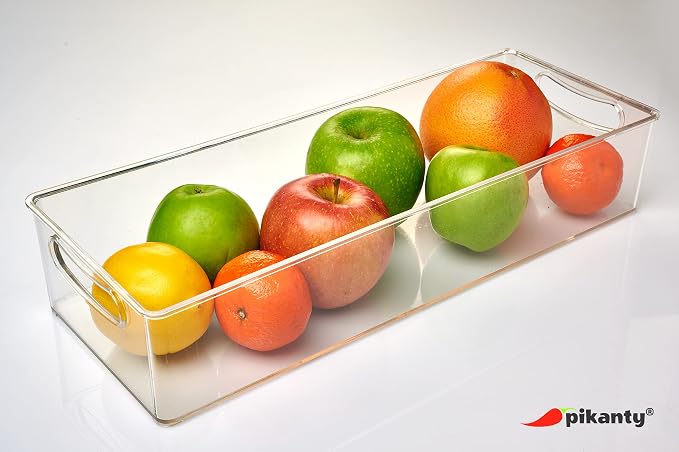 Pikanty Clear Refrigerator Organizer Bin with Handles — 15 Inch Stackable Fridge and Pantry Storage Container for Snacks, Produce, Cans, Yogurt, Condiments, Dishwasher and Freezer Safe, Made in USA - Image 5