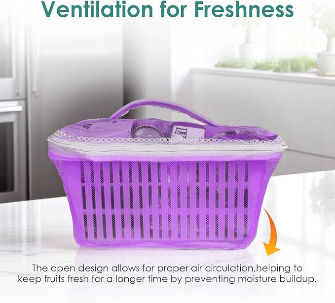 Go Hooked Multipurpose Plastic Storage/Gift Basket With Net Cover | Stylish Basket With Zip Net Cover Pack Of 2 (Purple) - Image 5