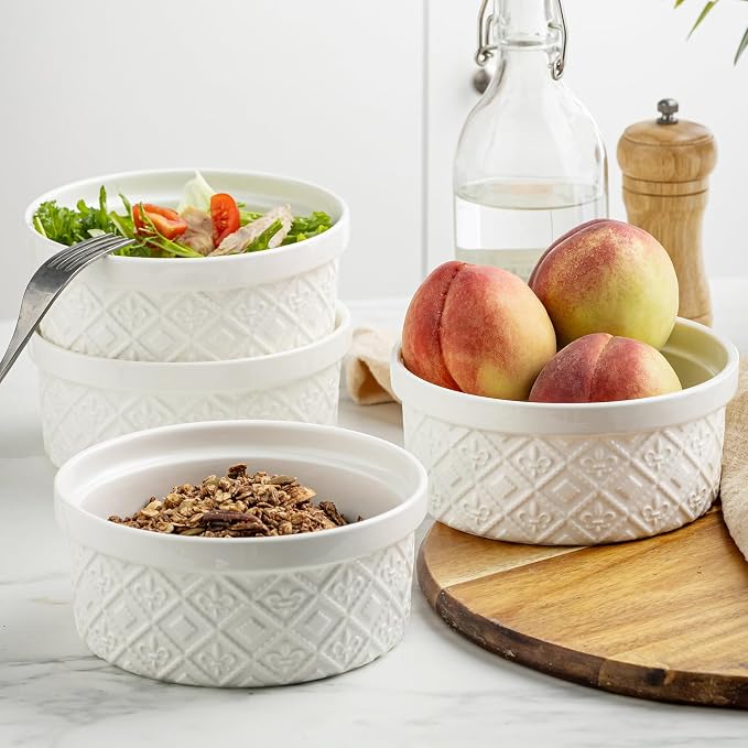 28 Oz Ceramic Bowls Set with Lids Oven Safe, Airtight Food Storage Containers Set of 4, Serving Bowls with Lids for Kitchen, Camping, Office Lunch, Breakfast, Charcuterie Bowls, Meal Prep Containers - Image 2
