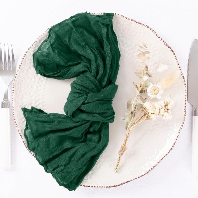 DeZerlor Emerald Green Christmas Cheese Cloth Napkins Set of 50 for Party | Reusable Cloth Napkins Bulk, for Wedding Bridal Baby Shower Dinner Cocktail Birthday Home, 21x21 Inches - Image 3