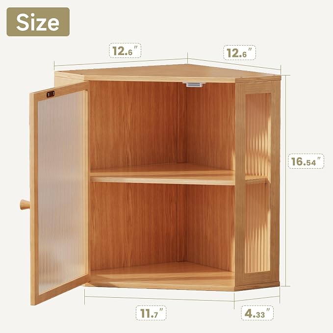 Corner Bread Box for Kitchen Countertop,Bread Storage(Natural, Extra Large) | Double Layer Large Capacity Bamboo Bread Container Bin with Acrylic Door,Height Adjustable - Image 2