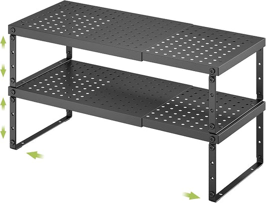 RUILALIFE Expandable Cabinet Organizer Shelf With Adjustable Height, Stackable Kitchen Countertop Organizer Rack, Adjustable Shelf Riser For Kitchen Counter, Pantry, Cupboard, Desk, Tabletop by RUILALIFE