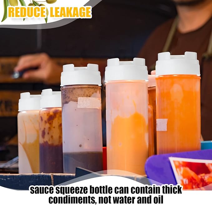 Roshtia 16 Pcs 16 oz Squeeze Bottle Condiment Squeeze Bottle Inverted Plastic Squeeze Bottle for Sauce Refillable Self Sealing Sauce Dispenser for Liquids Reusable Restaurants Kitchen(White) - Image 4