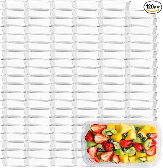 120 Pcs Plastic Meal Prep Containers with Lids 25 oz Clear Disposable Food Storage Containers Stackable Spill proof Box for Salad Snack Lunch Microwave Dishwasher and Freezer by LECEHIVO
