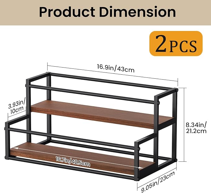 THYGIFTREE 2 Pack Liquor Bottle Display Shelf, 2 Tier Bar Shelf Stand for Liquor & Whiskey, Countertop Organizer Rack for Coffee Syrup, Olive Oil & Home Bar Storage - Image 4