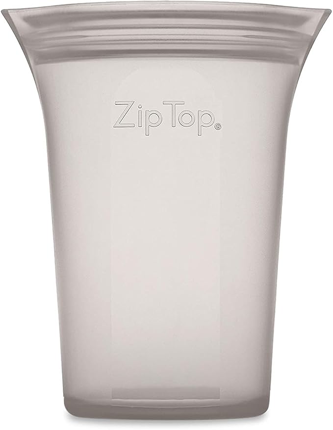 Zip Top Reusable Food Storage Bags | Small Cup [Gray] | Silicone Meal Prep Container | Microwave, Dishwasher and Freezer Safe | Made in the USA - Image 2