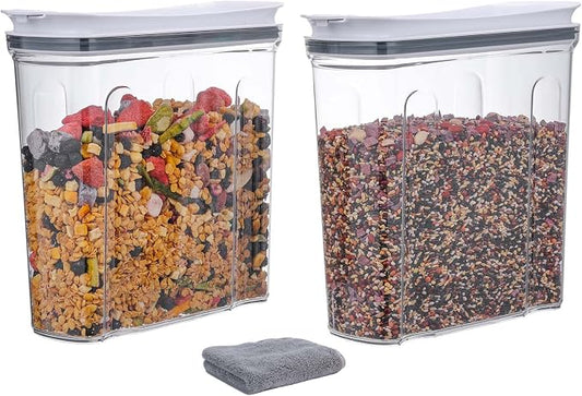 Cereal Containers Storage Set, Airtight Food Storage Container with Lid 3.5L,2PCS BPA-FREE Plastic Pantry Organization Canisters for Rice Cereal Flour Sugar Dry Food in Kitchen… by FreshKeeper