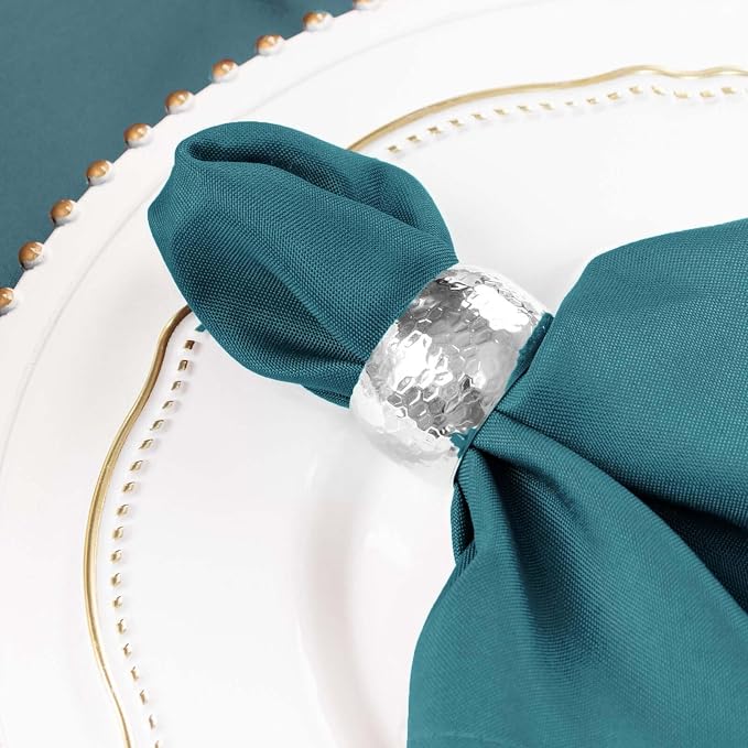 Efavormart Premium Cloth Napkins Set of 50, 17x17 Inch Peacock Teal Green Seamless Dinner Napkins, Washable Linen Table Napkin Cloth with Hemmed Edges for Weddings, Party and Banquet - Image 9