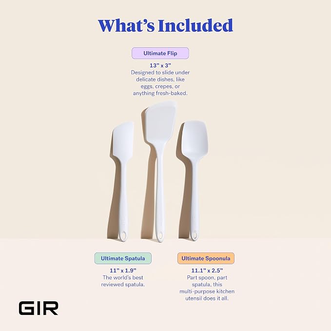 GIR: Get It Right 3-Piece Ultimate Silicone Kitchen Utensils Set - Spatula, Flip & Spoonula - Non toxic Cooking Utensils for Nonstick Cookware, Cooking and Baking - Studio White - Image 2