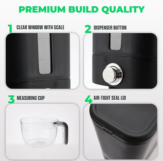 Rice Dispenser 25 lbs I Rice Storage Container 25 lbs with Sponge, Scoop & Measuring Cup I Airtight Rice Container with Lid I Best Food Dispenser Rice Bucket I Cereal Dispenser for Pantry - Image 2