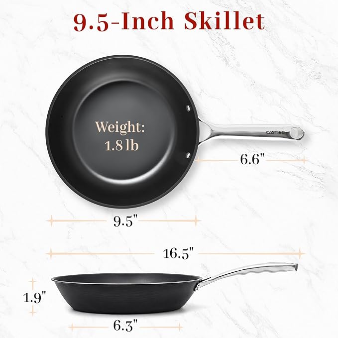 Tri-Ply Clad Nitrided Carbon Steel Frying Pan, 9.5 Inch | Pre-seasoned surface, lightweight design, enhanced rust resistance, easy food release, induction compatible - Image 7