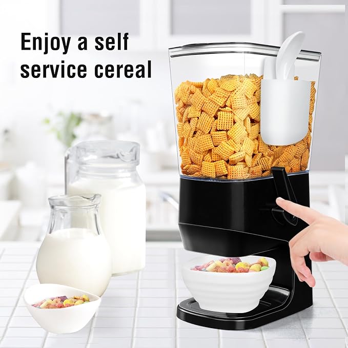Cereal Dispenser Countertop Wath Bowls and Spoons（Black 2 pack ） | Cereal Containers Storage for Pantry Snack Organizer Dry Food Storage with Lid for Kitchen Organization Oatmeal Nut Granol - Image 7