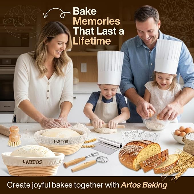 Sourdough Starter Kit | 9" Round & 10" Oval Banneton Bread Proofing Baskets | Sourdough Bread Baking Supplies with Dough Whisk, Scrapers Bread Lame, Cleaning Brush, Detailed Guide & Recipes - Image 6