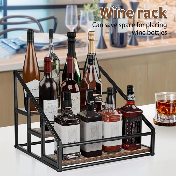 YQBRAO 3-Tier Coffee Syrup Organizer, 12-Bottle Rack, Rustic Brown | Holds up to 12 bottles with stepped visibility and a compact footprint for coffee bars, kitchens, and syrup stations. - Image 7