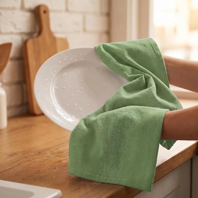 Urban Villa Kitchen Towels Cotton Dish Towels 20”x30” (Set of 6) Green - Image 7