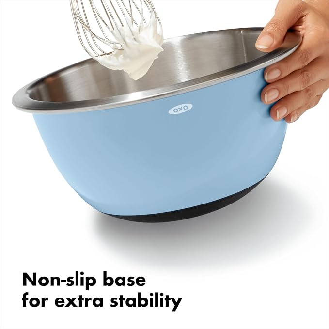 OXO Good Grips 3-Piece Stainless Steel Mixing Bowl Set - Blue/Gray - Image 5