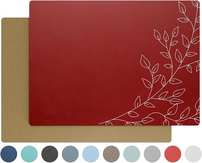 Royalty Art Dark Red Boho Placemats, 4 Pc. Set, Non-Slip Cork Backed, Wipeable Heat Resistant Surface for Kitchen and Dining Table Protection, Cute Floral Pattern for Farmhouse or Rustic Decor | Wipeable heat resistant surface, kitchen and dining table... - Image 7