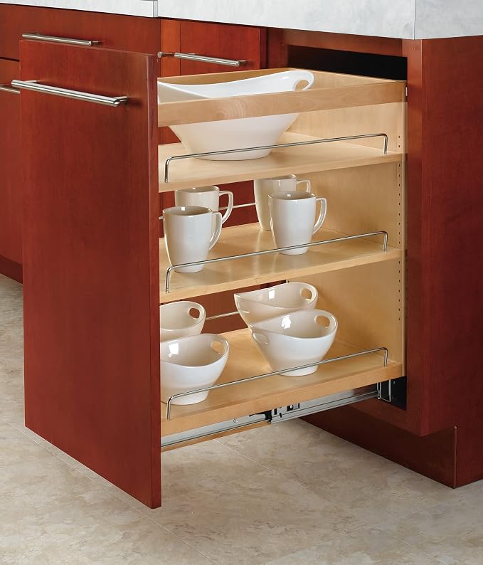 Rev-A-Shelf 14" Pullout Kitchen Cabinet Storage Organizer Slide Out Pantry Spice Rack with Adjustable Shelves for 14.5" W Cabinet Opening, 448-BC-14C - Image 2