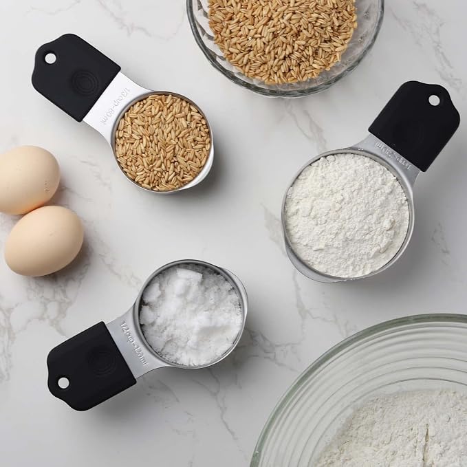 Magnetic Measuring Cups and Spoons Set Stainless Steel Measuring Cup&Spoon | 7 Stackable Measuring Cup 8 Double Sided Magnetic Measuring Spoons with 1 Leveler for Dry and Liquid Ingredients (black) - Image 7