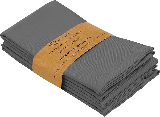 Ruvanti Cloth Napkins Set of 4, 18x18 Inches Napkins Cloth Washable, Soft, Durable, Absorbent, Cotton Blend. Table Dinner Napkins Cloth for Hotel, Lunch, Restaurant, Wedding Parties - Charcoal Grey - Image 9