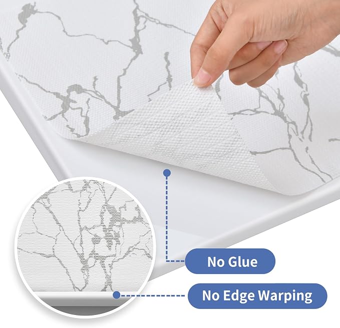 Drawer and Shelf Liner for Kitchen Cabinet: 23.6 in X 30 Ft Non Slip | Waterproof Shelf Paper Non Adhesive Refrigerator Liners Silver Marble Easy Liners for Bathroom with Knife Tape Measure - Image 8