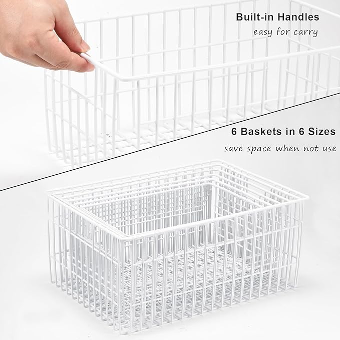 Orgneas Freezer Organizer Bins, Vertical Sides Wire Freezer Baskets for Upright Freezer, Chest Freezer Organizer Deep Freezer Storage Containers for Foods, Snacks, Vegetables, Fruits, Set of 6 - Image 6