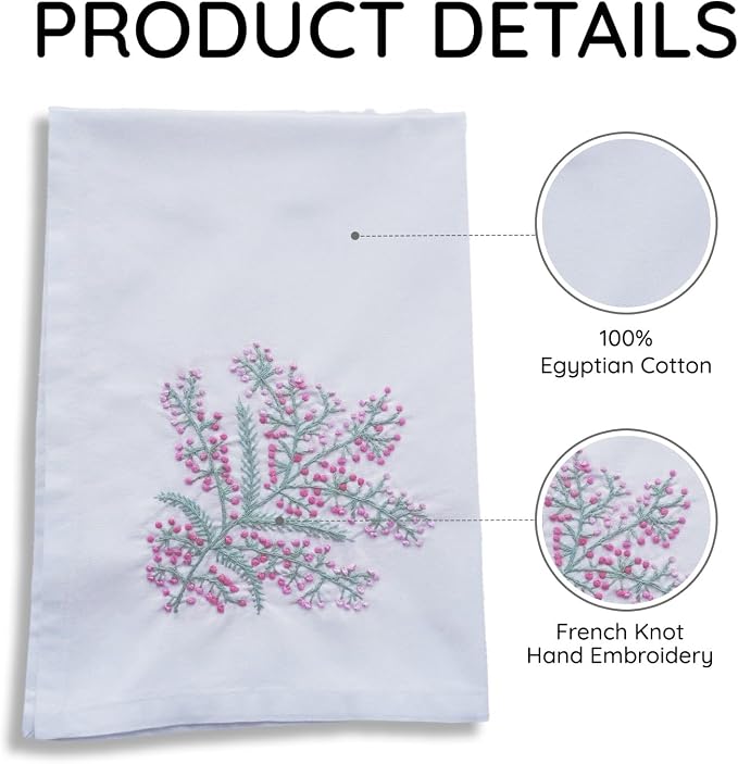 Cloth Tea Napkins Set of 6, Embroidered Cotton Napkins with French Knot Design, Reusable Table Napkins for Dinner, Tea Time, Coffee, Cocktail Settings, 16x16 Inches (Colorful White) - Image 3