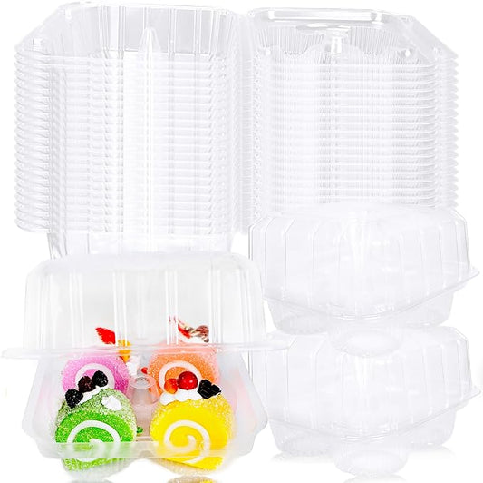 100 Pack Plastic Cupcake Containers 4-Compartment Clear Cupcake Box Containers Disposable 4 Cavity Cupcake Holder with Dome for Bakery Muffin Stackable by Unknown