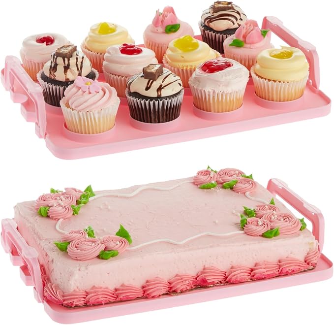 Juvale 3-Tier Cupcake Carrier - Airtight Plastic Container for Baking - Stackable Cupcake Containers & Removable Trays - Portable Cake Transport Holder - Holds 36, Pink, 13.5"x10.25"x10.75" - Image 7