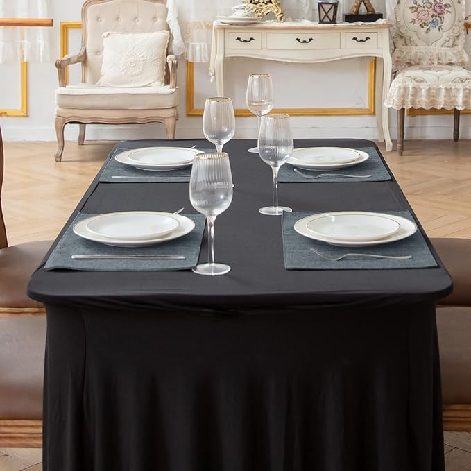 Cloth Placemats Set of 8, Linen Type Fabric Placemats Machine Washable Heat Resistant Placemats Polyester Place Mats for Halloween, Thanksgiving and Christmas Dining Table (Light Gray) - Image 5