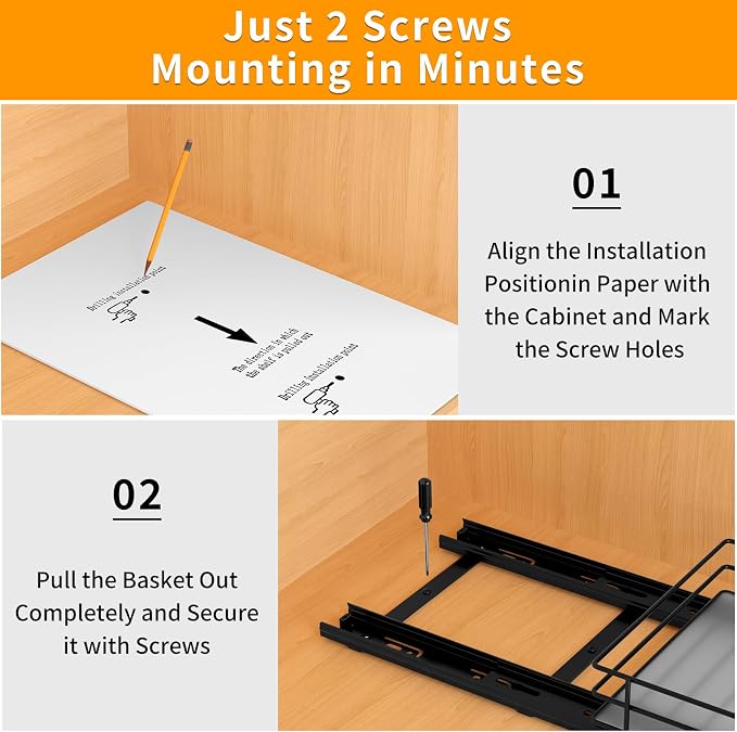 BOIVSHI Pull Out Spice Rack Organizer for Cabinet, Heavy Duty Slide Out Spice Rack Organizer for Kitchen Cabinets and Pantry, Fits Spices, Sauces, Canned Food (6.5''Wx10.5''Dx2.5''H) - Image 6