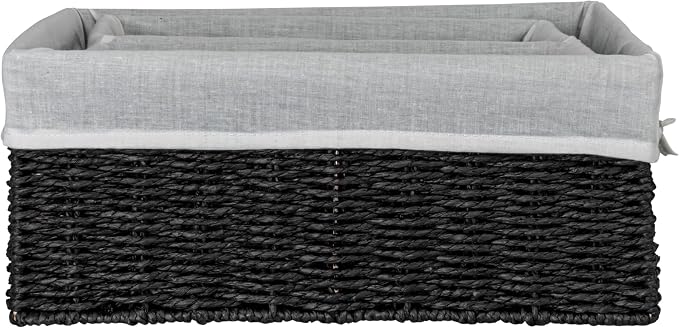 Household Essentials Wicker Basket Set, 3 Pieces, 1 Large and 2 Small Paper Rope Baskets for Storage and Organization - Image 9